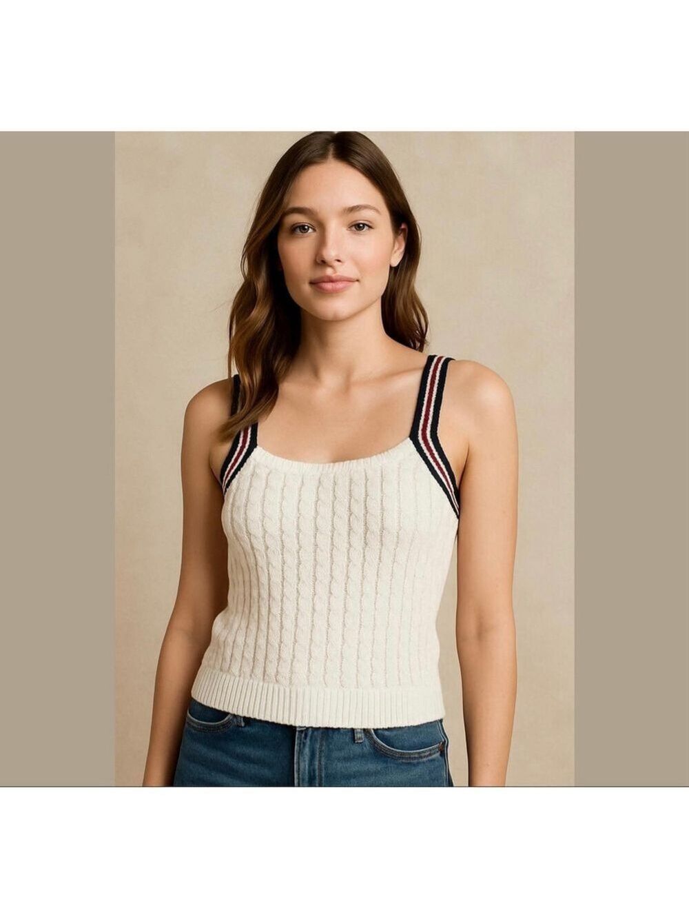 MANGO sweater tank top cotton blend Sz XL